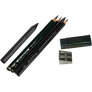 Avis FABER-CASTELL Blister Set Pitt Graphite 5 crayons - gomme - taille-crayon