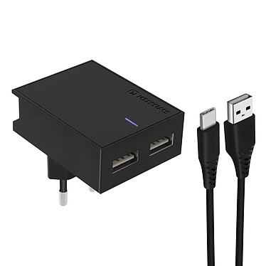 Swissten Chargeur Secteur Double USB 3A Smart IC Câble USB-C  Slim Noir