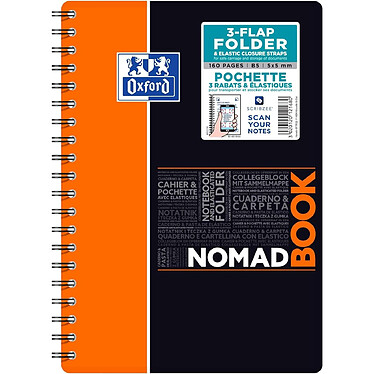 OXFORD NomadBook Cahier Spirales B5 (17 x 25cm) 160 pages Petits Carreaux 5x5 mm Couverture Polypro Aléatoire