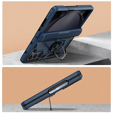 Avis Avizar Coque pour Samsung Galaxy Z Fold 5 Hybride Bague Support Magnétique  Bleu Nuit