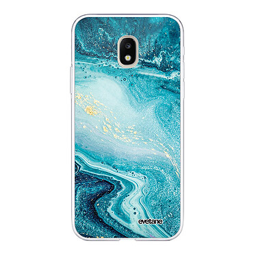 Evetane Coque Samsung Galaxy J3 2017 silicone transparente Motif Bleu Nacré Marbre ultra resistant