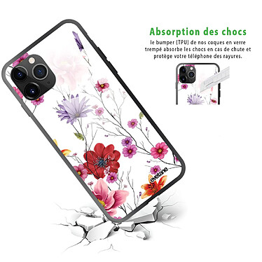 Avis Evetane Coque en verre trempé iPhone 11 Pro Max Fleurs Multicolores