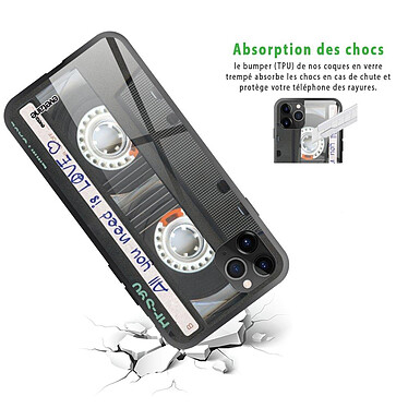 Avis Evetane Coque en verre trempé iPhone 11 Pro Cassette
