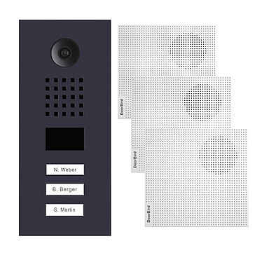 Doorbird - Portier vidéo IP 3 boutons encastré - D2103V-RAL7016-V2-EP + A1061W