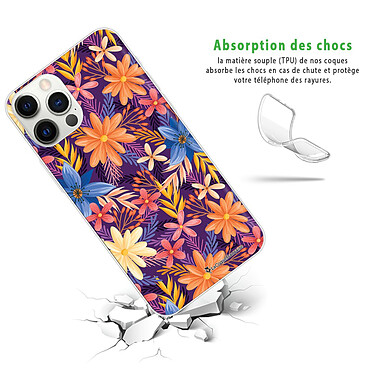 Avis LaCoqueFrançaise Coque iPhone 12/12 Pro 360 intégrale transparente Motif Fleurs violettes et oranges Tendance