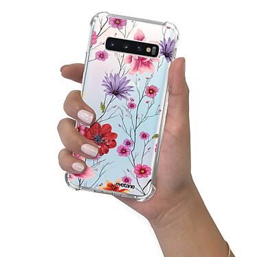 Evetane Coque Samsung Galaxy S10 Plus anti-choc souple angles renforcés transparente Motif Fleurs Multicolores pas cher