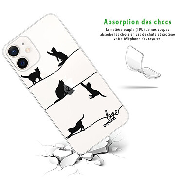 Avis Evetane Coque iPhone 12 mini 360 intégrale transparente Motif Chat Lignes Tendance