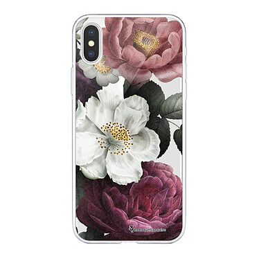 LaCoqueFrançaise Coque iPhone Xs Max silicone transparente Motif Fleurs roses ultra resistant