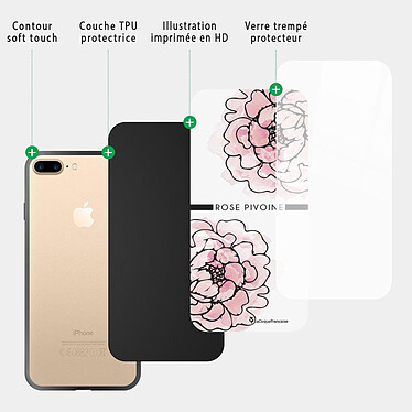 Acheter LaCoqueFrançaise Coque iPhone 7 Plus/ 8 Plus Coque Soft Touch Glossy Rose Pivoine Design