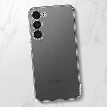 Avizar Coque pour Samsung Galaxy S23 Plus Silicone Gel Souple avec Verre Trempé Dureté 9H contour noir pas cher