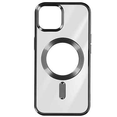 Avizar Coque MagSafe pour iPhone 15 Silicone Protection Caméra  Contour Chromé Noir