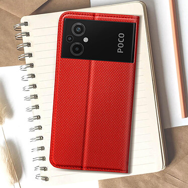 Avizar Étui pour Xiaomi Poco M5 avec Clapet Porte-carte Fonction Support  rouge pas cher