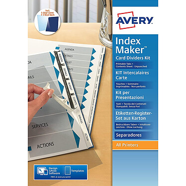 AVERY Kit IndexMaker™ non perforés 12 touches blanches - A4 - Couverture transparente