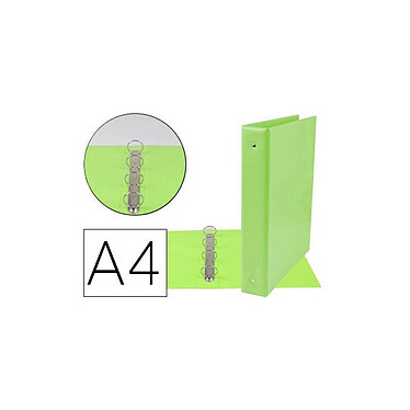 LIDERPAPEL Classeur 4 anneaux ronds 40mm a4 carton rembordé pvc coloris vert pistache