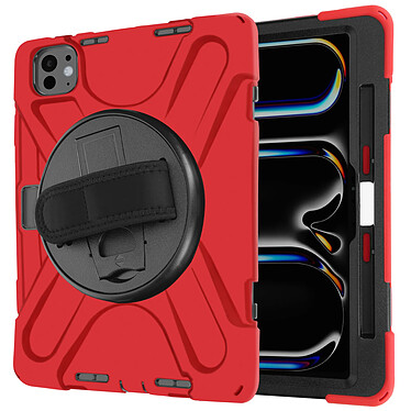 Avizar Coque pour iPad Pro 11 2024 Antichoc avec Poignée Support et Sangle Rouge