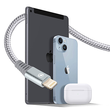 LinQ Câble USB vers Lightning Nylon Tressé 1.5m Charge et Transfert Gris pas cher