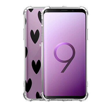 Avis Evetane Coque Samsung Galaxy S9 Plus anti-choc souple angles renforcés transparente Motif Coeurs Noirs