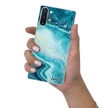 Evetane Coque Samsung Galaxy Note 10 Plus 360 intégrale transparente Motif Bleu Nacré Marbre Tendance pas cher