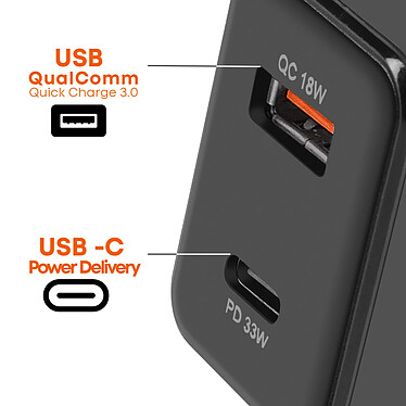 Avis LinQ Chargeur Secteur USB-C 33W + USB 18W Charge Rapide Design Compact Noir