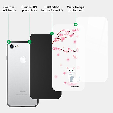 Acheter Evetane Coque iPhone 7/8/ iPhone SE 2020/ 2022 Coque Soft Touch Glossy Chat et Fleurs Design