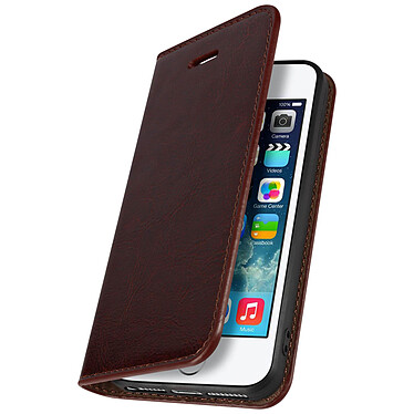 Avizar Étui iPhone 5 / 5S / SE en cuir veritable et finition surpiqué - Marron