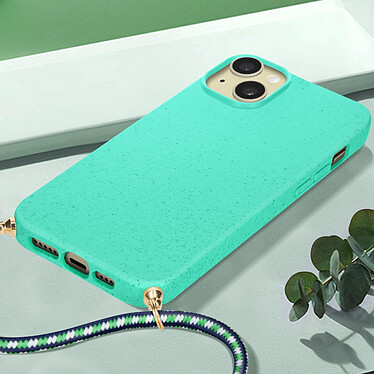 Avis Avizar Coque cordon pour iPhone 15 Silicone Recyclable  Turquoise