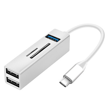 Avizar Hub USB C 5 en 1 3 Ports USB et Lecteur carte SD Micro-SD  Argent