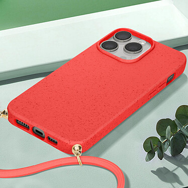 Avis Avizar Coque cordon pour iPhone 15 Pro Max Silicone Recyclable  Rouge
