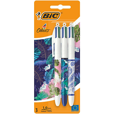 BIC Blister 3 stylos 4 COLOURS®DECOR Pointe Moyenne