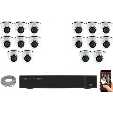 EC-VISION Kit vidéo surveillance IP 16 caméras dômes POE 5 MegaPixels