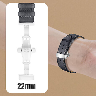 Avizar Bracelet pour Galaxy Watch 5 / 5 Pro / 4 Cuir véritable Boucle Papillon  gris foncé pas cher