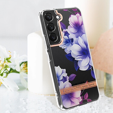 Avis Avizar Coque pour Samsung Galaxy S22 Dos Rigide Contour Silicone  Motif Fleurs Violettes