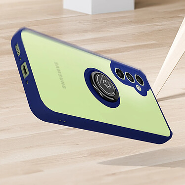 Avizar Coque pour Samsung Galaxy A34 5G bi-matière bague métallique support vidéo  Bleu pas cher