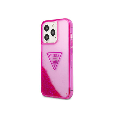 Guess Coque pour Apple iPhone 14 Pro Glitter Palm à paillettes Rose