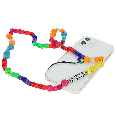 Avizar Bijou Téléphone Bracelet Fleurs et Love 65cm Collection Lovely Multicolore