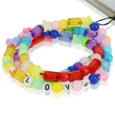 Avis Avizar Bijou Téléphone Bracelet Love et Perles 65cm Collection Lovely Multicolore