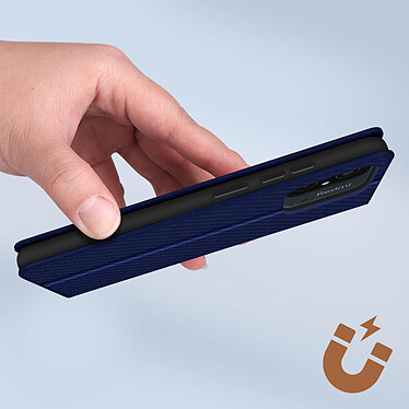 Avizar Etui pour Xiaomi Redmi 12C effet carbone clapet magnétique support vidéo  Bleu pas cher
