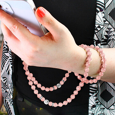 Acheter Avizar Bijou de Téléphone Bracelet à Perles Rondes Collection Glam rose Translucide