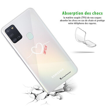 Avis LaCoqueFrançaise Coque Samsung Galaxy A21S 360 intégrale transparente Motif Coeur Blanc Amour Tendance