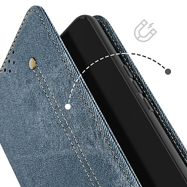 Avizar Etui Denim Portefeuille pour Honor Magic 6 Lite 5G Support vidéo Bleu pas cher