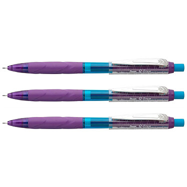 PENTEL Porte-mines Q-Erase, 0,5 mm, violet/bleu x 3