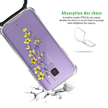 Avis LaCoqueFrançaise Coque cordon Samsung Galaxy S9 noir Dessin Fleurs Cerisiers