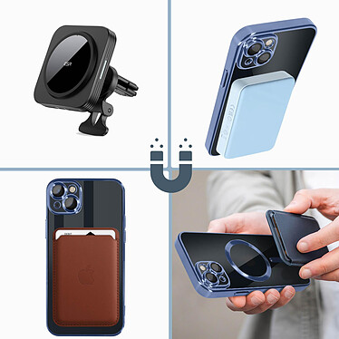 Acheter Avizar Coque MagSafe pour iPhone 14 Plus Silicone Protection Caméra  Contour Chromé Bleu Clair