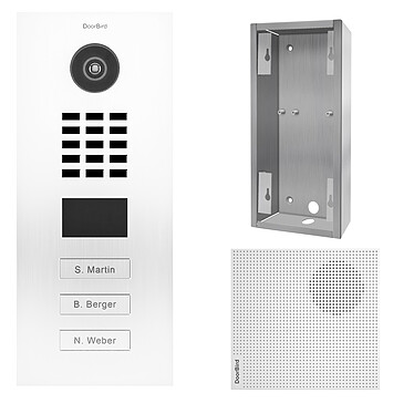 Doorbird - Portier vidéo IP 3 sonnettes Blanc + Carillon et support D2103V RAL 9016 KIT 3