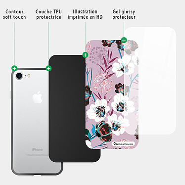 Acheter LaCoqueFrançaise Coque iPhone 7/8/ iPhone SE 2020/ 2022 Coque Soft Touch Glossy Fleurs parme Design