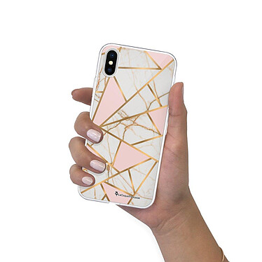 LaCoqueFrançaise Coque iPhone Xs Max silicone transparente Motif Marbre Rose ultra resistant pas cher