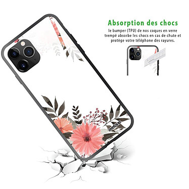 Avis Evetane Coque en verre trempé iPhone 11 Pro Max Fleurs roses