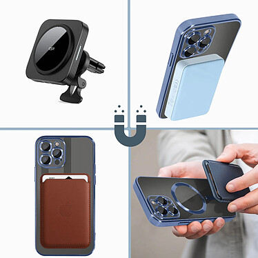 Acheter Avizar Coque MagSafe pour iPhone 13 Pro Max Silicone Protection Caméra  Contour Chromé Bleu Clair
