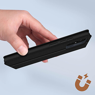 Avizar Etui pour Xiaomi Redmi 12C effet carbone clapet magnétique support vidéo  Noir pas cher