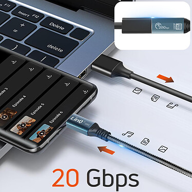 Avis LinQ Câble de Rallonge USB-C Charge 100W Vidéo 8K Transfert 20 Gbps 2m  Gris et Noir